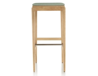 Tabouret de bar design H80 cm bois teinte naturelle assise tissu vert sauge