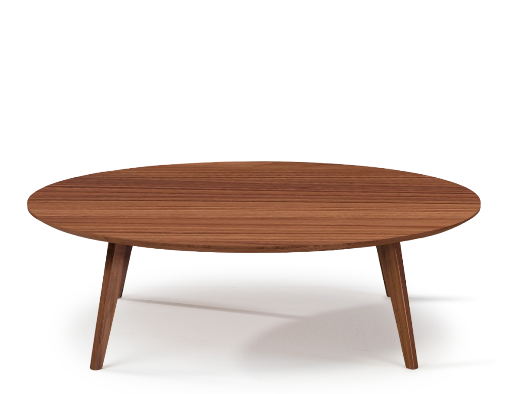Table basse ronde en noyer plateau bois F1 teinte naturelle 90x90x30 cm