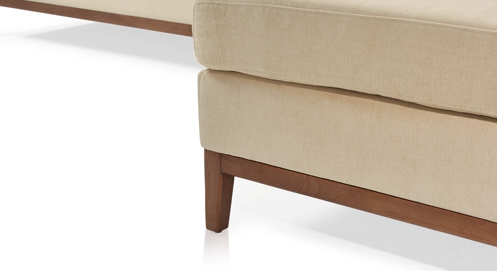 Sofá esquinero con chaise longue derecha de 4/5 plazas tejido crema (2,5G - MD)