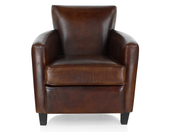 Fauteuil club cuir marron soutenu