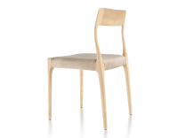 Chaise scandinave bois teinte naturelle assise tissu velours taupe clair