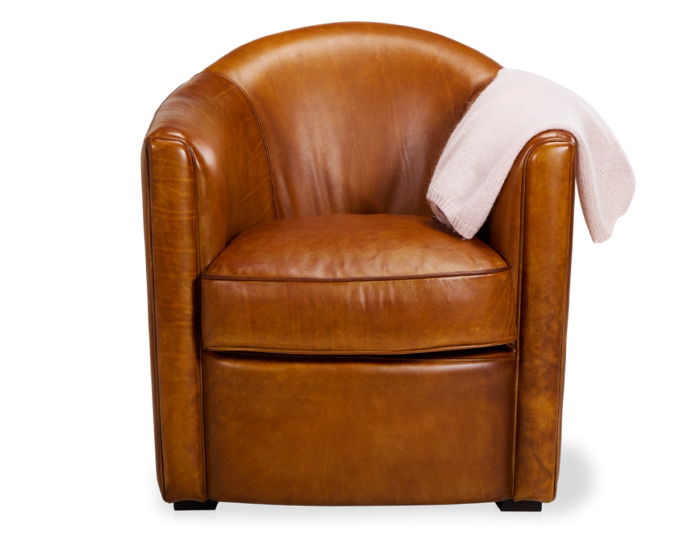 Fauteuil club cuir cognac