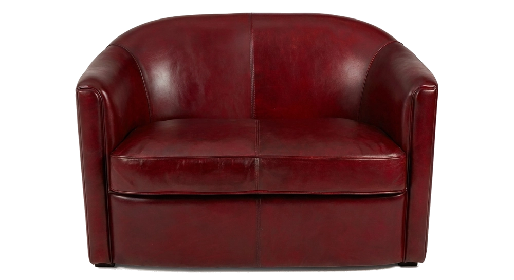 Canapé club cuir 2 places rouge carmin