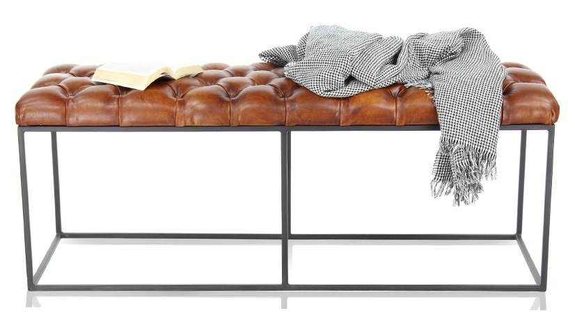 Banc Chesterfield cuir marron clair