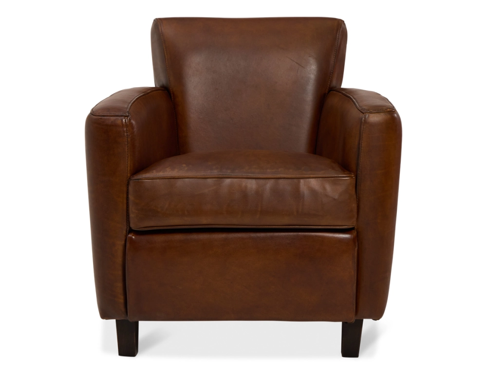 Fauteuil club cuir marron vintage