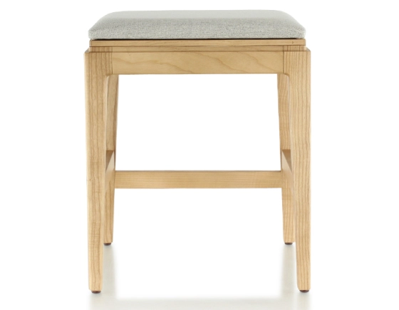 Tabouret design H45 cm bois teinte naturelle assise tissu beige naturel