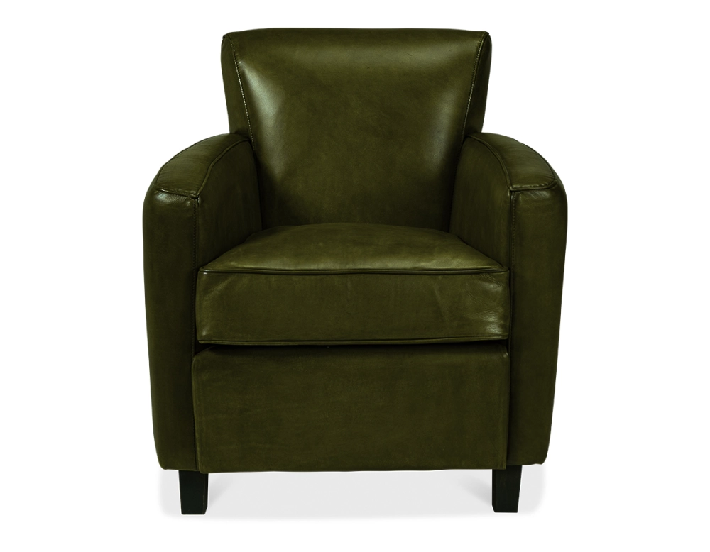 Leather club armchair olive green