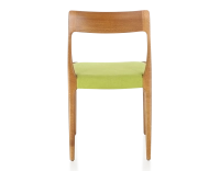 Chaise scandinave bois teinte merisier assise tissu vert pomme