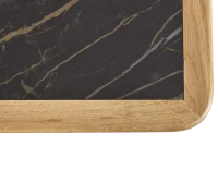 Table basse rectangulaire en chêne et céramique avec bois teinte naturelle plateau céramique effet marbre noir 100x50 cm