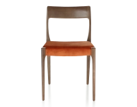 Chaise scandinave bois teinte marron foncé assise tissu velours terracotta