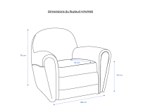 Fauteuil club cuir cognac accoudoirs passepoil