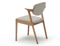 Chaise design teinte naturelle et tissu beige naturel bois teinte naturelle assise tissu beige naturel