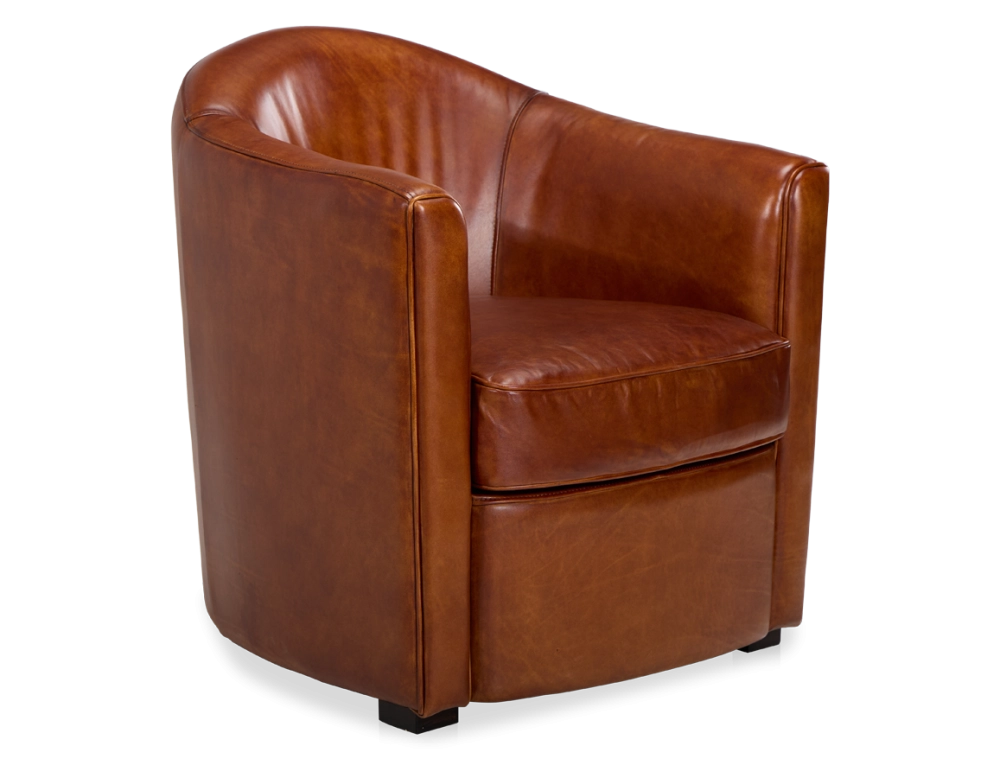 Fauteuil club cuir marron clair