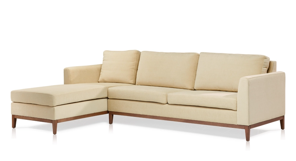 Canapé d'angle méridienne gauche 4 places tissu crème (MG - 2D)