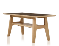 Rectangular coffee table in oak and ceramic with natural stained wood, oxidised brown ceramic top 100x50 cm
