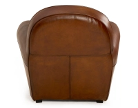 Fauteuil club cuir marron vintage accoudoirs passepoil