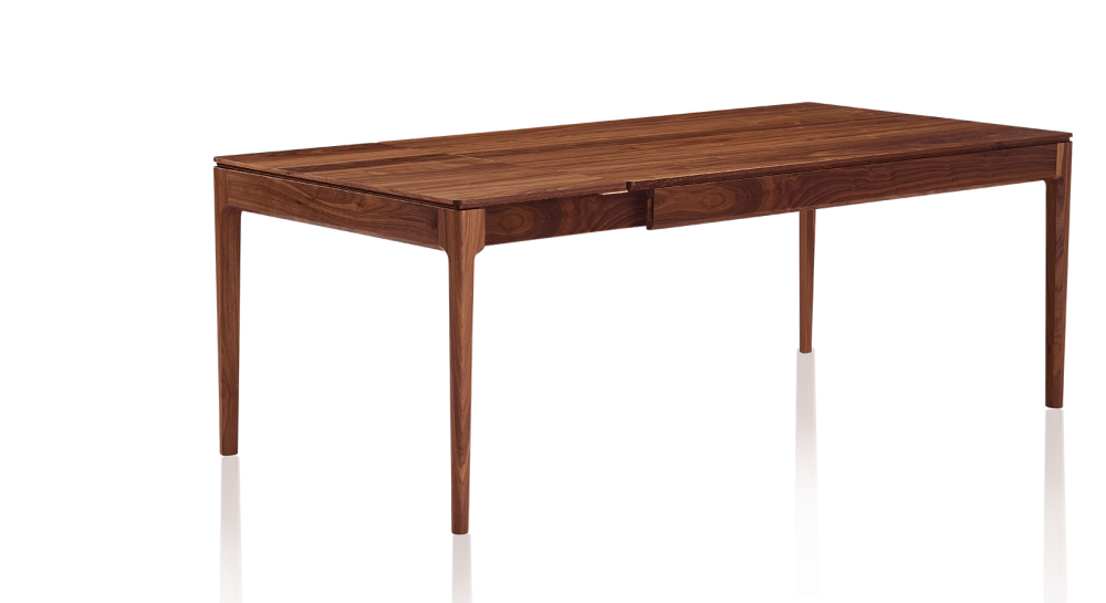 Table extensible en noyer 6 à 10 personnes avec plateau et allonges bois teinte naturelle 160x100 cm
