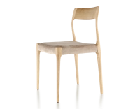 Chaise scandinave bois teinte naturelle assise tissu velours taupe clair
