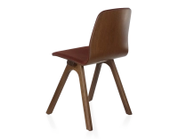 Silla de diseño de roble tapizada madera tinte marrón oscuro asiento tejido burdeos