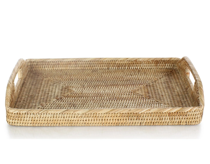 Bandeja de servicio rectangular de ratán natural modelo pequeño