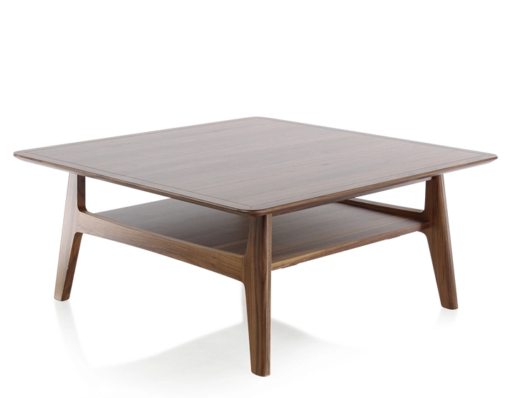 Mesa de centro cuadrada de nogal teinte naturelle 100x100 cm 100x100 cm