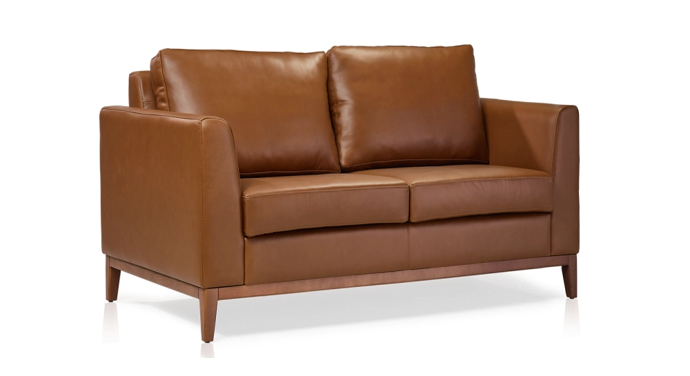Canapé design 2 places cuir noisette