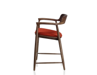 Bar stool h60 cm natural tint wood burnt orange fabric seat