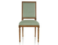 Chaise ancienne style Louis XVI bois teinte ancienne et tissu vert sauge