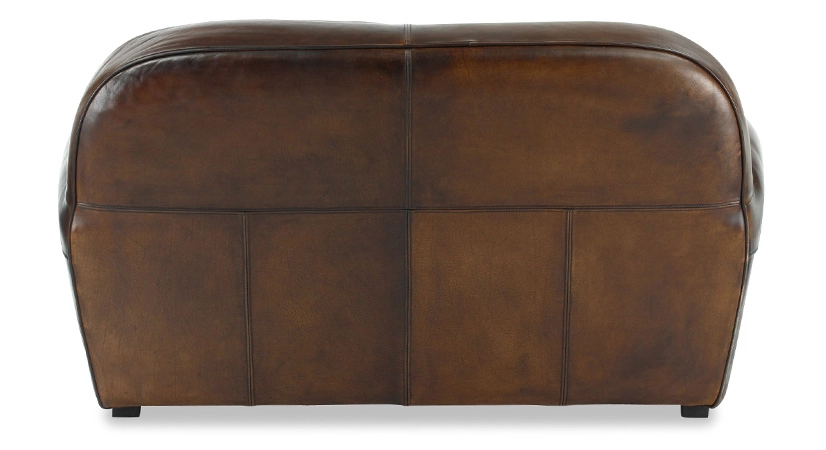 2 seater leather club sofa dark brown studded armrests
