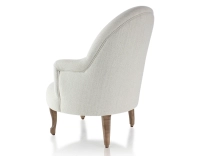 Fauteuil crapaud avec accoudoirs pieds bois teinte noyer et tissu beige naturel