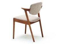 Chaise scandinave bois teinte merisier assise tissu fusion