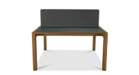 Bureau bench 2 postes chêne teinte naturelle plateau fenix vert foncé 140x160