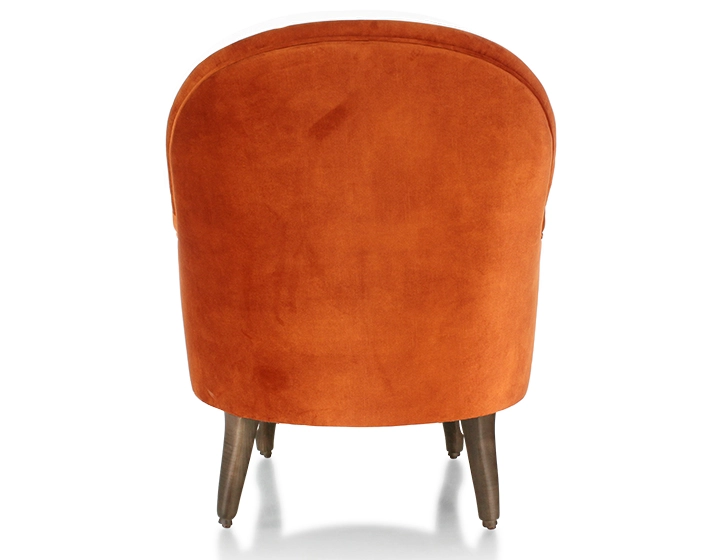 Toad armchair with armrests walnut-stained wooden legs and terracotta velvet fabric