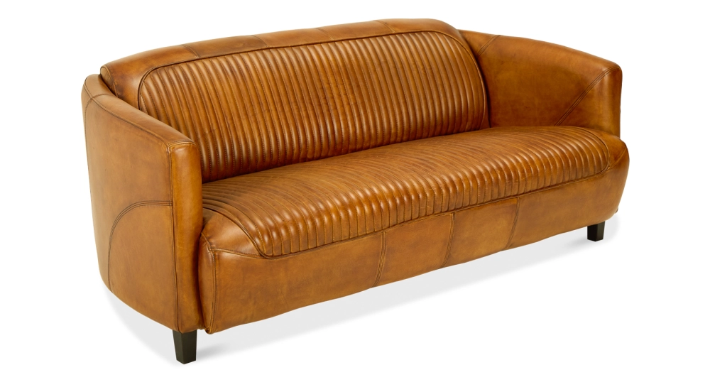 3 seater leather club sofa cognac