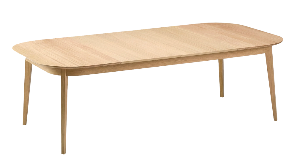 Table extensible en chêne 6 à 10 personnes avec plateau et allonges bois teinte naturelle 140x90 cm