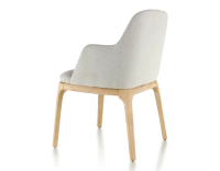 Chaise design avec accoudoirs bois teinte naturelle et tissu beige naturel