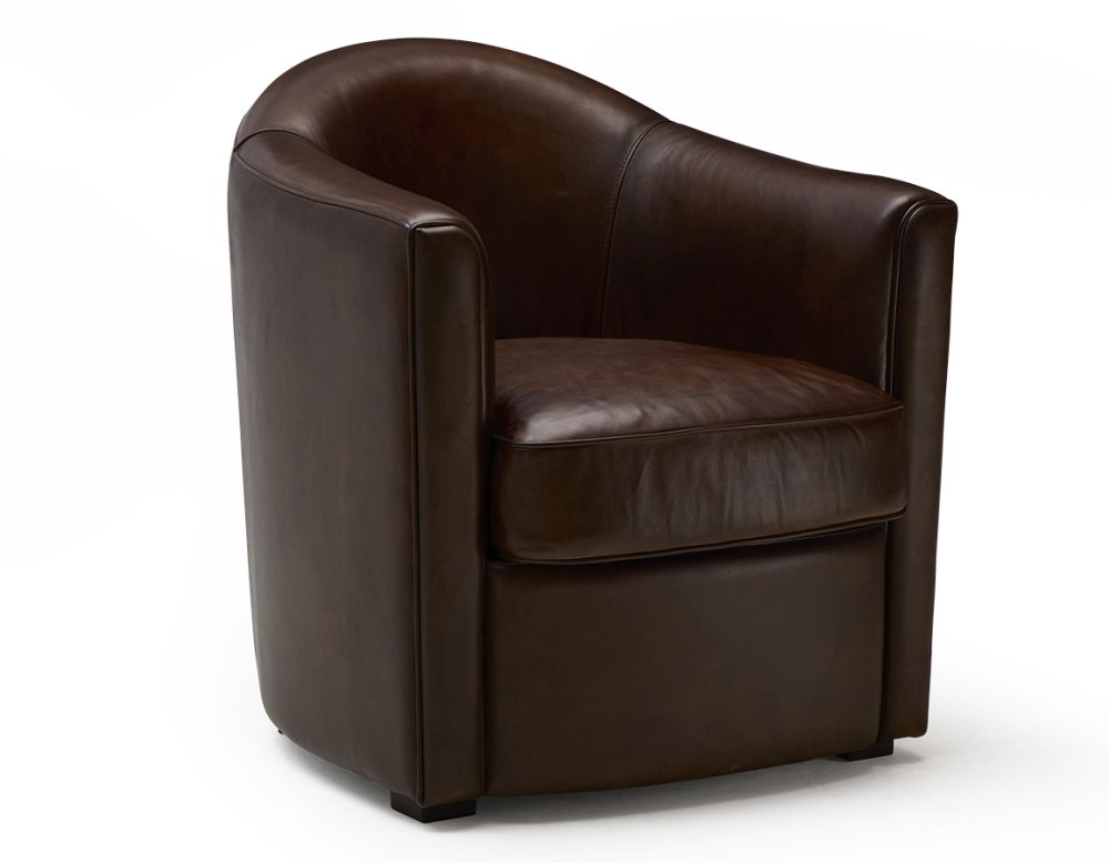 Sillón club de piel marrón intenso