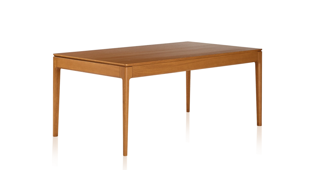 Table salle à manger en chêne 6 personnes teinte merisier plateau bois 160x100 cm