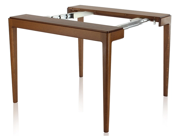 Extendable oak console table with 2 extension leaves dark brown tint 120x50 cm