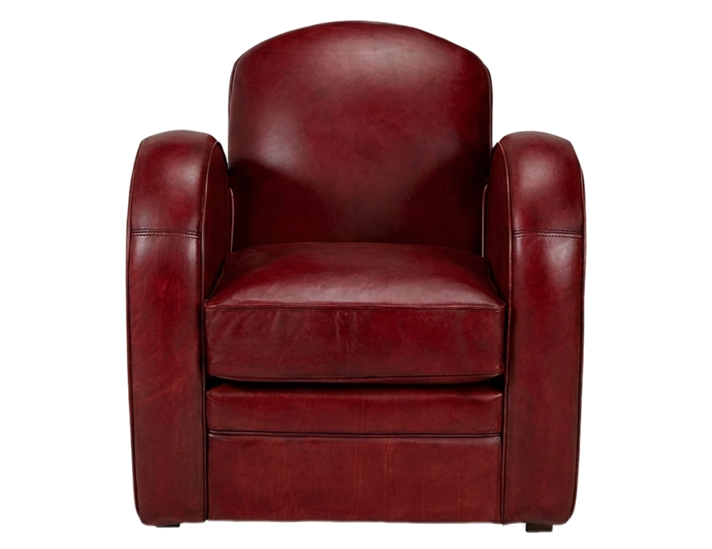 Fauteuil club cuir rouge carmin