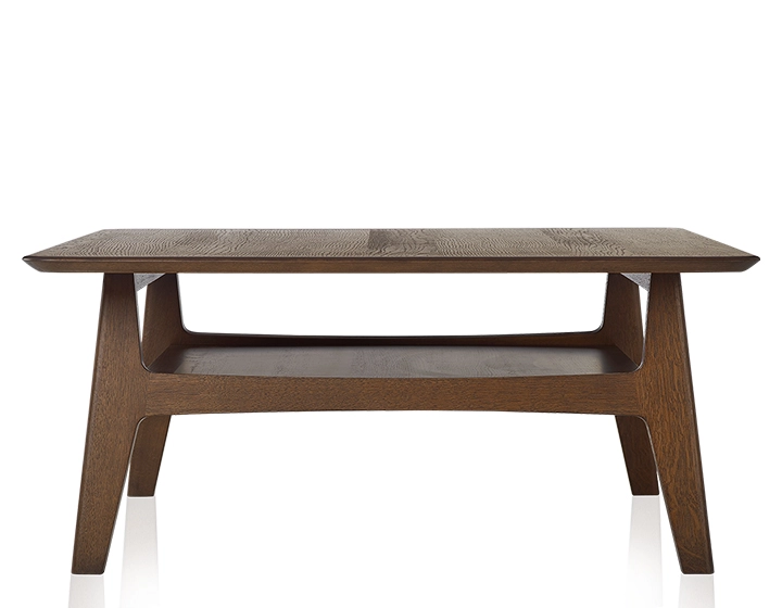 Mesa de centro cuadrada de roble teinte marron foncé 100x100 cm 100x100 cm