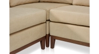 Canapé d'angle 5 places tissu crème (2G - A - 2D)