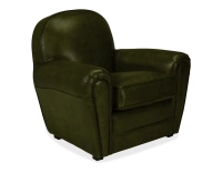 Sillón club de piel verde oliva reposabrazos ribete