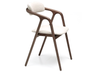 Chaise scandinave bois teinte marron foncé assise tissu beige naturel