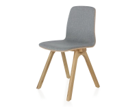 Chaise design en chêne tapissé bois teinte naturelle assise tissu gris clair
