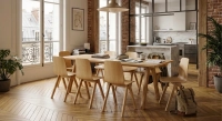 Table salle à manger 8 personnes en chêne teinte naturelle plateau bois 180x100 cm