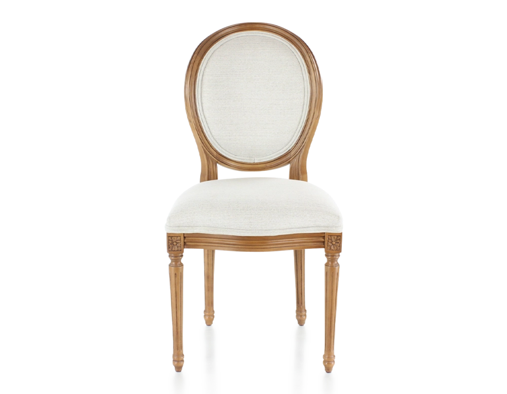 Chaise ancienne style Louis XVI bois teinte ancienne et tissu beige naturel