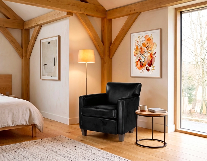 Fauteuil club cuir noir