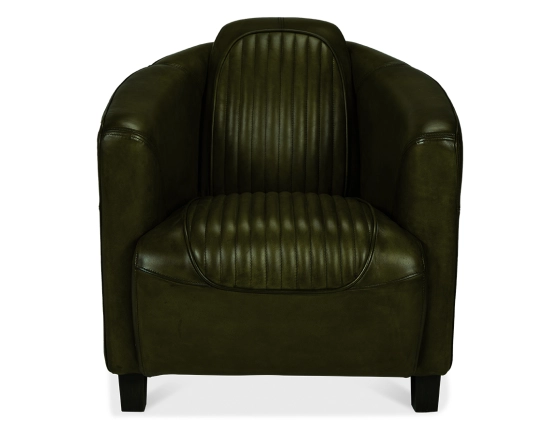 Fauteuil club cuir vert olive