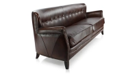 3 seater leather club sofa dark brown